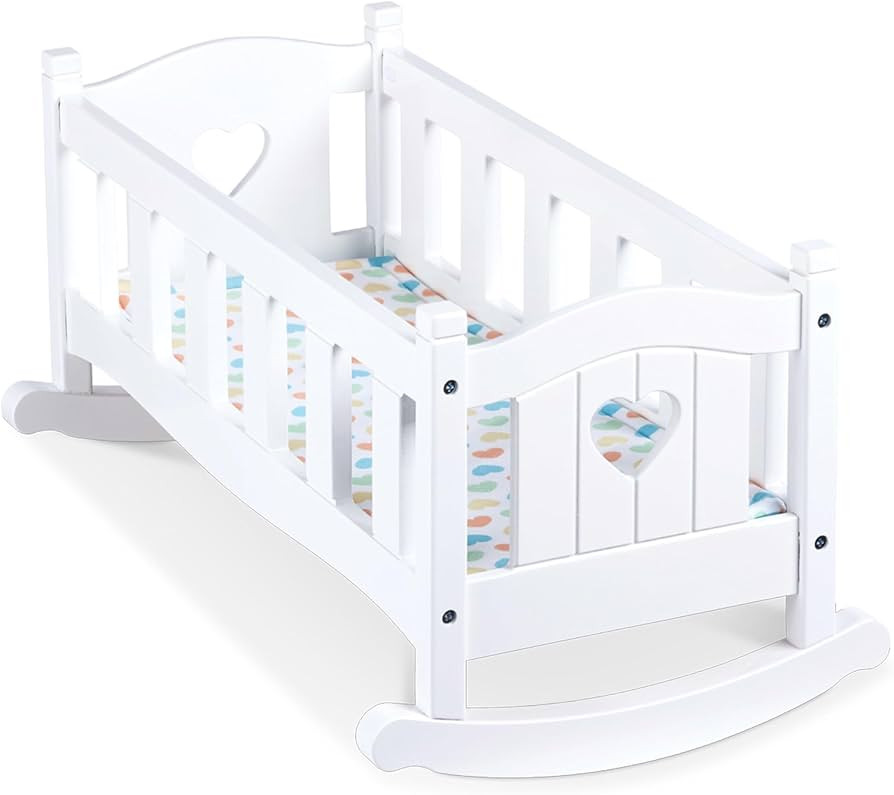 Melissa & Doug Mine to Love Wooden Play Cradle for Dolls, Stuffed Animals - White | Amazon (US)
