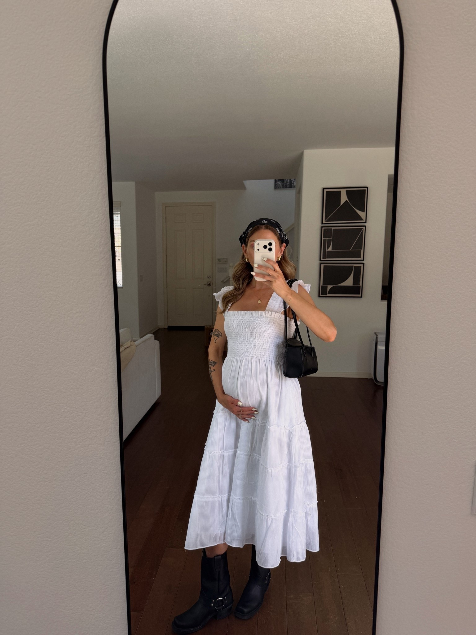 Perfect white nap dress and moto boots 

#LTKootd #LTKBump #LTKMothersDay