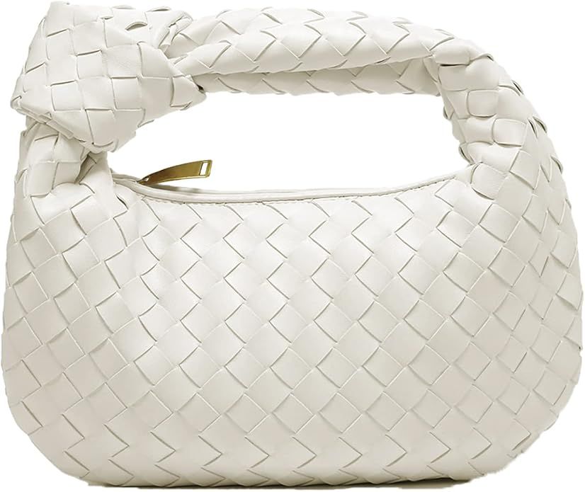 Women Soft PU Leather Woven Handbag Summer Handmade Hobo Bag Woven Clutch Bag Knotted Casual Dump... | Amazon (US)