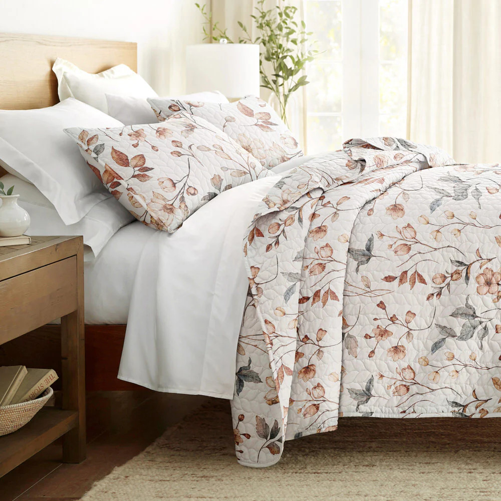 Russet Floral Quilted Coverlet Set | Linens and Hutch