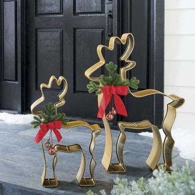 Outdoor Metal Reindeer, Set of 2 | Grandin Road | Grandin Road