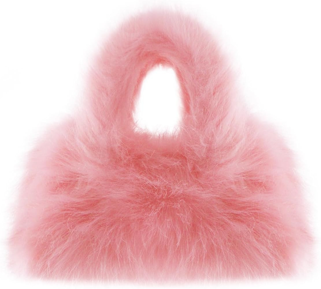 HAOAN Trendy Faux Fur Handbag Purse Furry Hobo Bag Fuzzy Tote Bag for Women | Amazon (US)