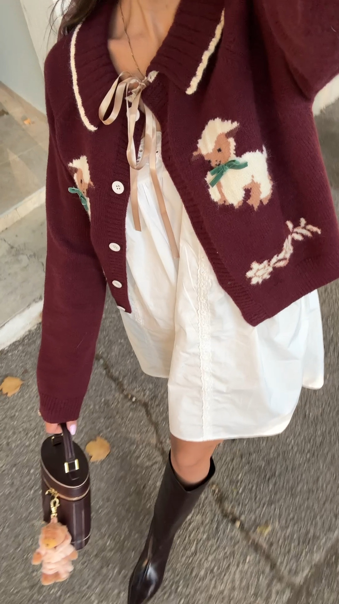 Wearing a S in the cardigan 