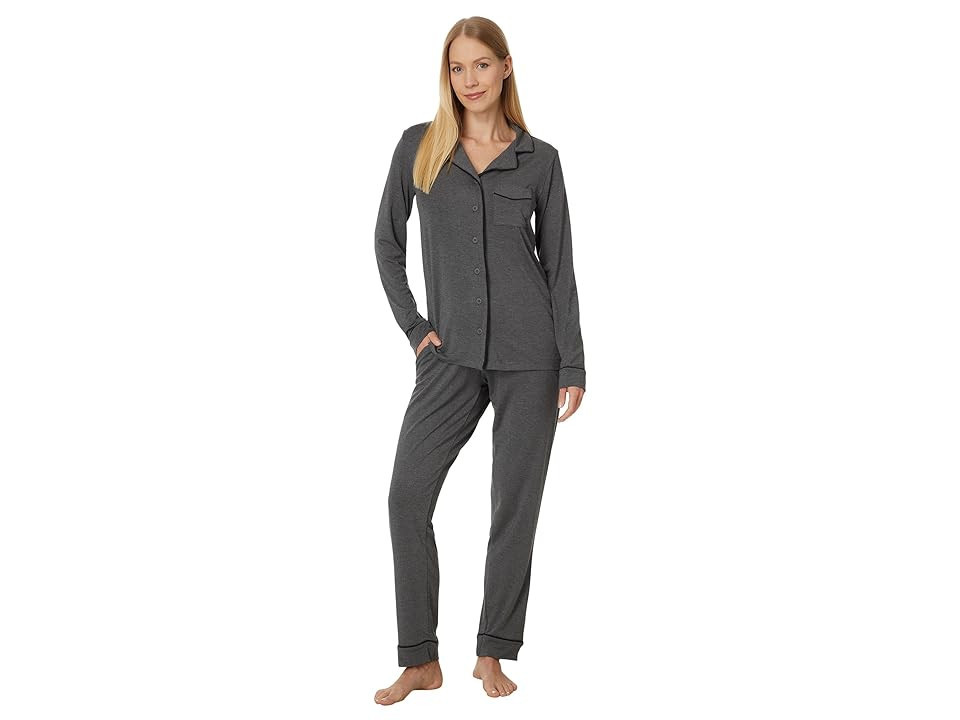 MeUndies Long Sleeve Modal PJ Set (Heather Charcoal) Women's Pajama Sets | Zappos