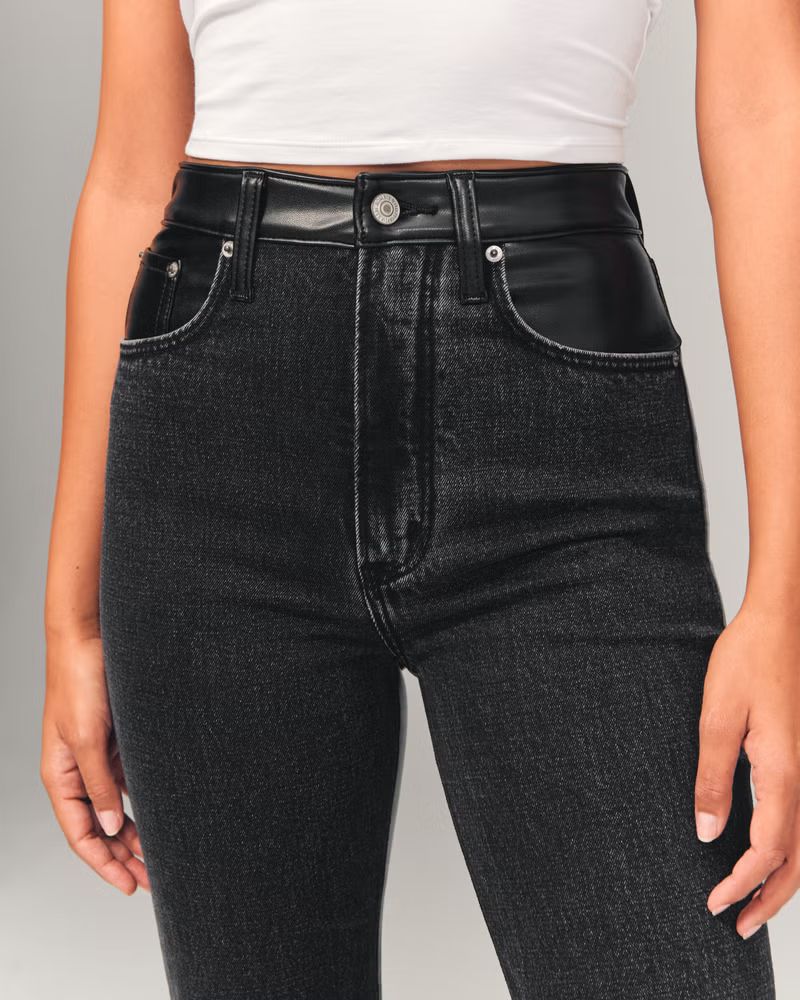 Women's Mixed Fabric Ultra High Rise Ankle Straight Jean | Women's | Abercrombie.com | Abercrombie & Fitch (US)