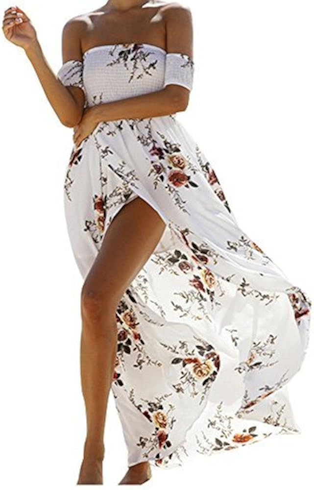 SVALIY Floral White Dress White Beach Dress White Vacation Dress Beach Wedding Guest Dress Beach | Amazon (US)