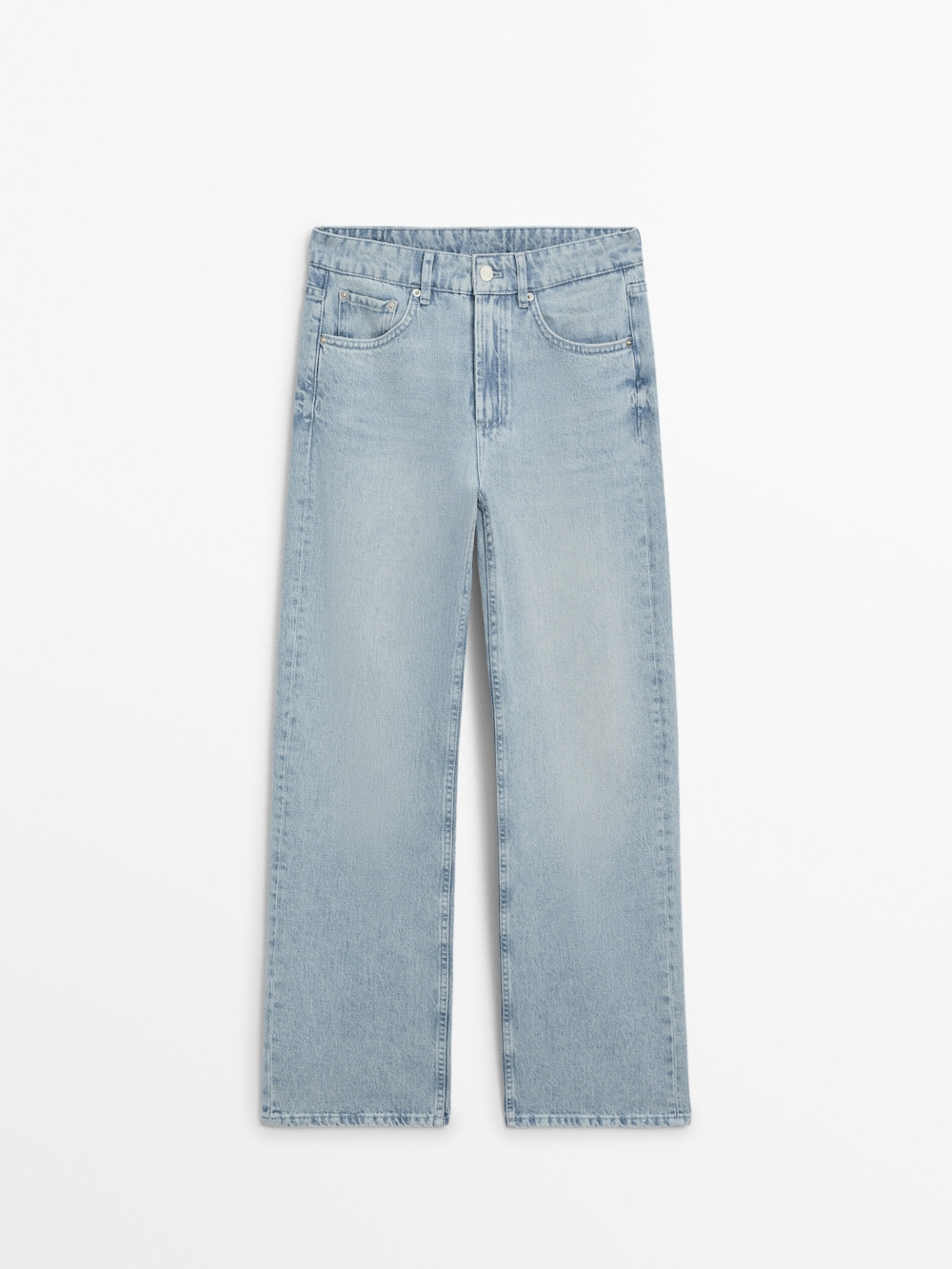 Mid-rise wide-leg full length jeans | Massimo Dutti UK