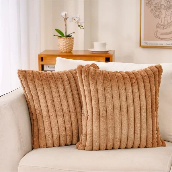 Byford Striped Faux Fur Pillow Cover | Wayfair North America