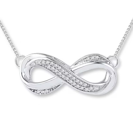 Diamond Infinity Necklace 1/10 ct tw Round-cut Sterling Silver|Jared | Jared the Galleria of Jewelry