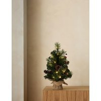 M&S 1.5ft Pre-Lit Pine & Berries Christmas Tree Red Mix | Marks & Spencer (UK)
