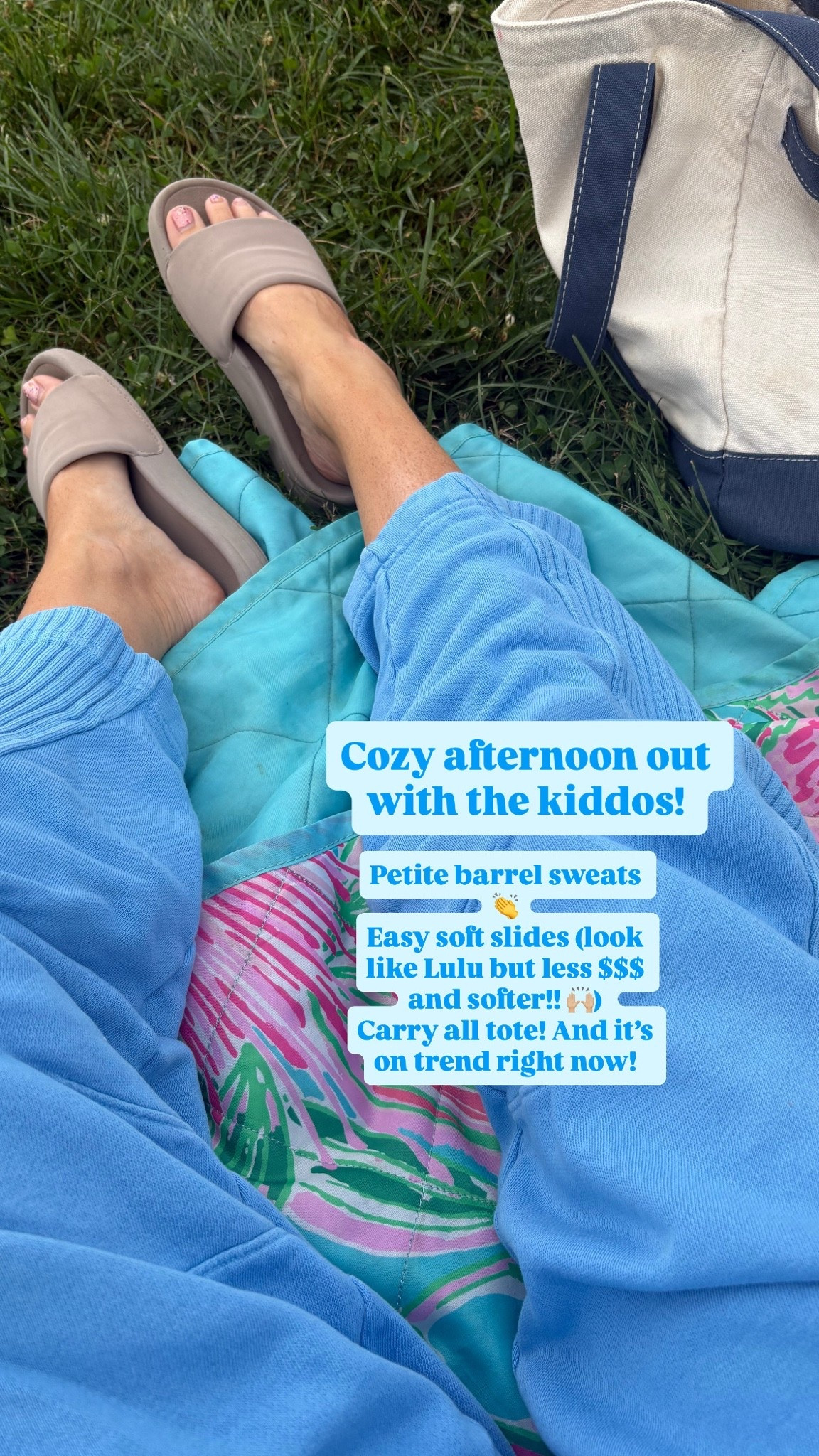 Cozy sweats- barrel and petite! 

Carry all tote for the kids & me!! 

Easy slides - Lulu look alikes that are softer and less $$$

#LTKootd #LTKmomlife #LTKPetite