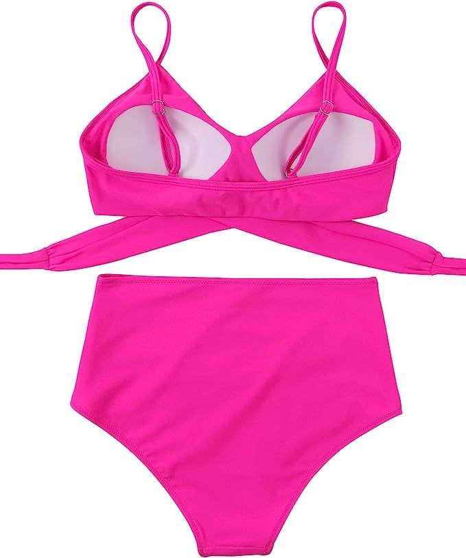 OMKAGI Women's High Waisted Bandage Bikini Set Wrap Two Piece Push Up Swimsuits | Amazon (US)