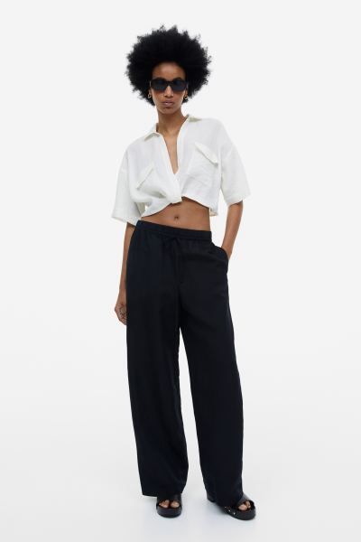 Linen-blend Pull-on Pants | H&M (US)