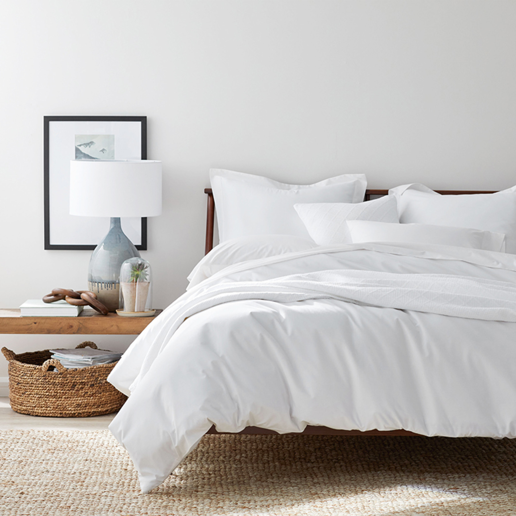 Brushed Cotton Duvet Cover - White, Full/Queen | The Company Store