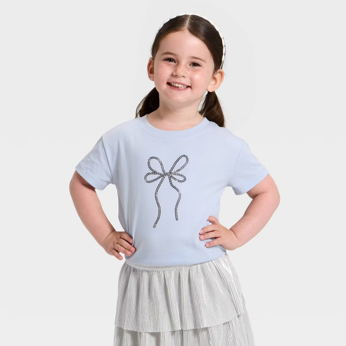 Toddler Girls' Holiday Relaxed Short Sleeve T-Shirt - Cat & Jack™ Light Blue | Target
