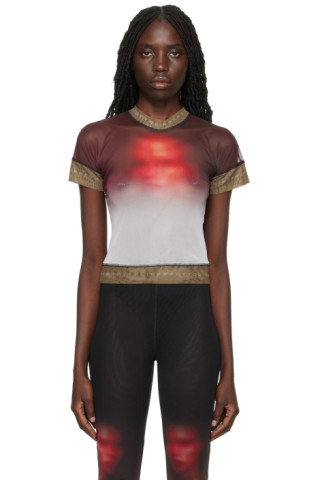 Burgundy & White Gradient T-Shirt | SSENSE