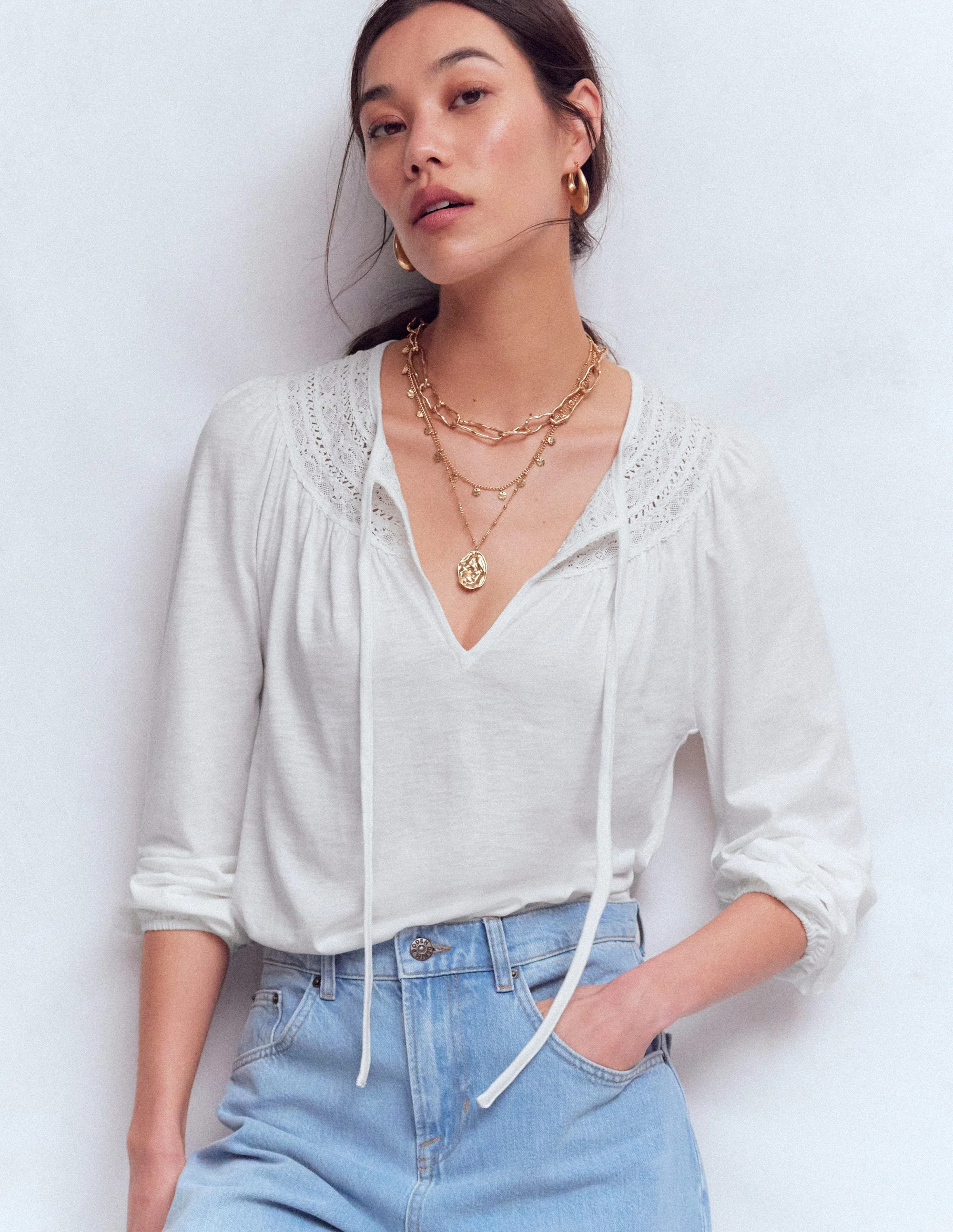 Edi Trim Detail Top-White | Boden (US)