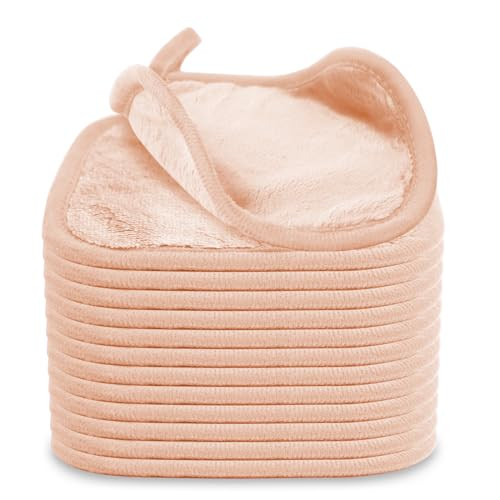Puomue Makeup Remover Cloth 12 Pack, Ultra Soft and Reusable Microfiber Makeup Remover Towels for All Skin Types, Perfect Face Towels for Women, 6 Inch X 6 Inch, Pink | Amazon (US)