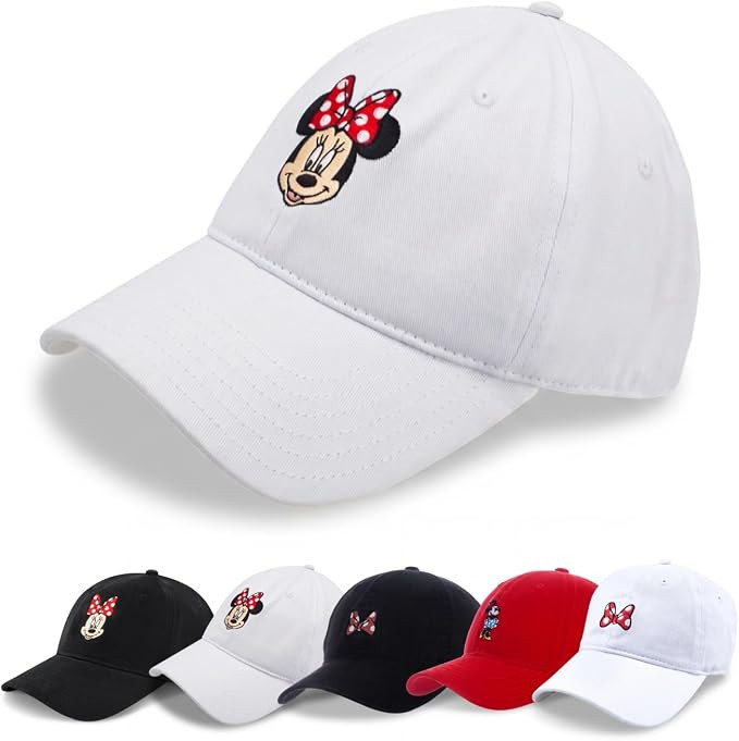 Disney Minnie Mouse Dad Hat, Cotton Adjustable Baseball Cap with Curved Brim | Amazon (US)