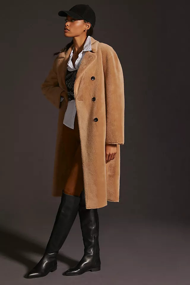 Bernie Faux Fur Double-Breasted Coat | Anthropologie (US)