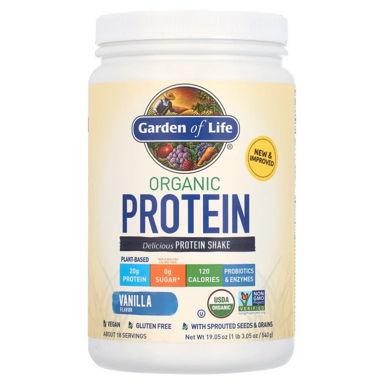 Garden of Life Organic Protein Powder, Vanilla, 20g, 18oz | Walmart (US)