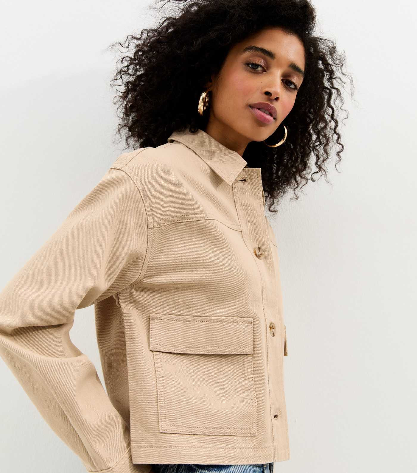 Stone Flap Pocket Cotton Shacket | New Look | New Look (UK)