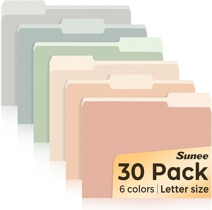SUNEE File Folders, 30 Pack Manilla Folders 8.5 x 11, Colored File Folders Home Office School Sup... | Amazon (US)