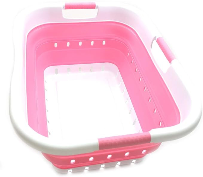 SAMMART 41L Collapsible 3 Handled Plastic Laundry Basket - Foldable Pop Up Storage Container/Orga... | Amazon (US)