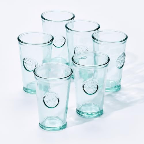 DESIGNED BY VSM Recycled Glass Drinking Glasses Set Of 6, 10oz Authentic Glass Drinking Glasses, Made Of 100% Recycled Glass, Juice Glasses, Dishwasher-Safe Kitchen Glasses, Lead-Free, Made in Spain. | Amazon (US)
