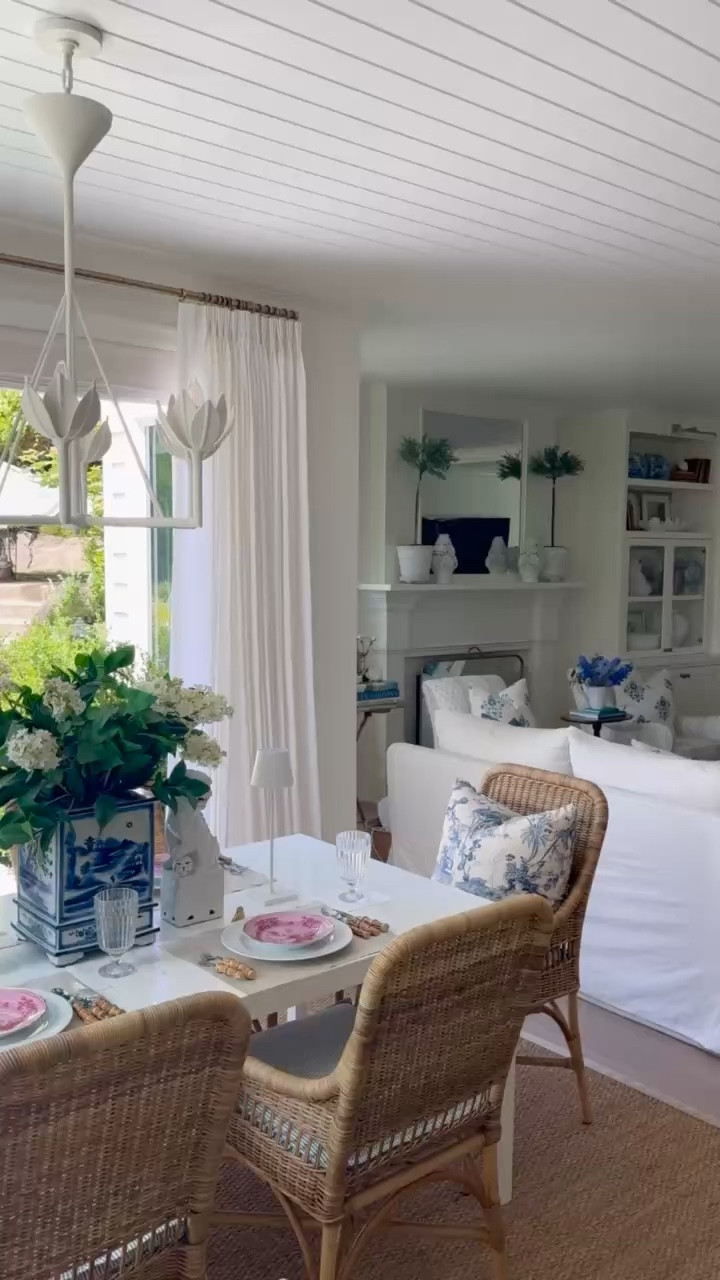 Kitchen and family room home decor inspo - walls and moulding are Benjamin Moore Cloud White, shiplap ceiling is BM Simply White 

 

#LTKOver40 #LTKHome
