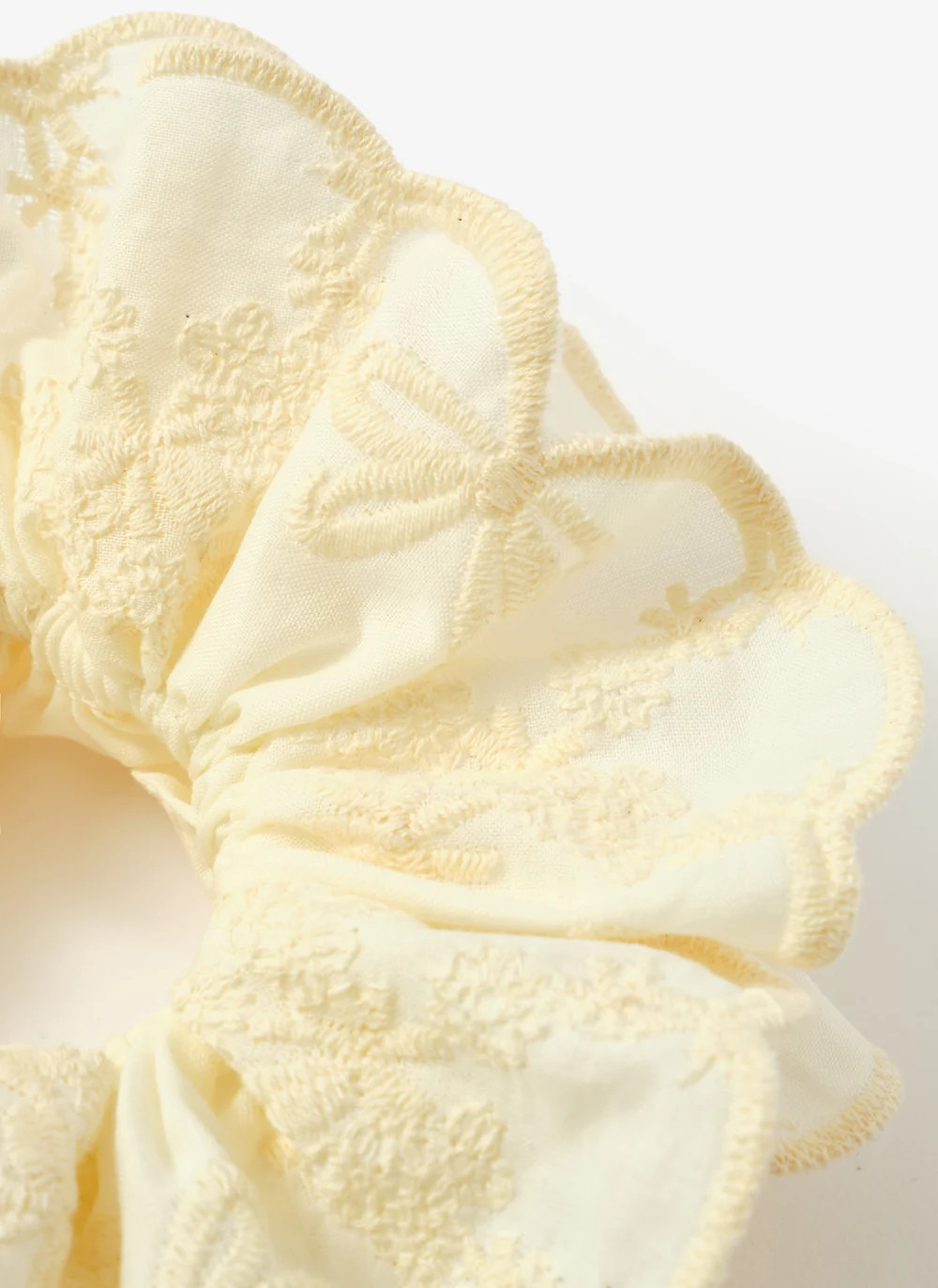 Cream Cotton Embroidered Scrunchie | Mint Velvet - UK