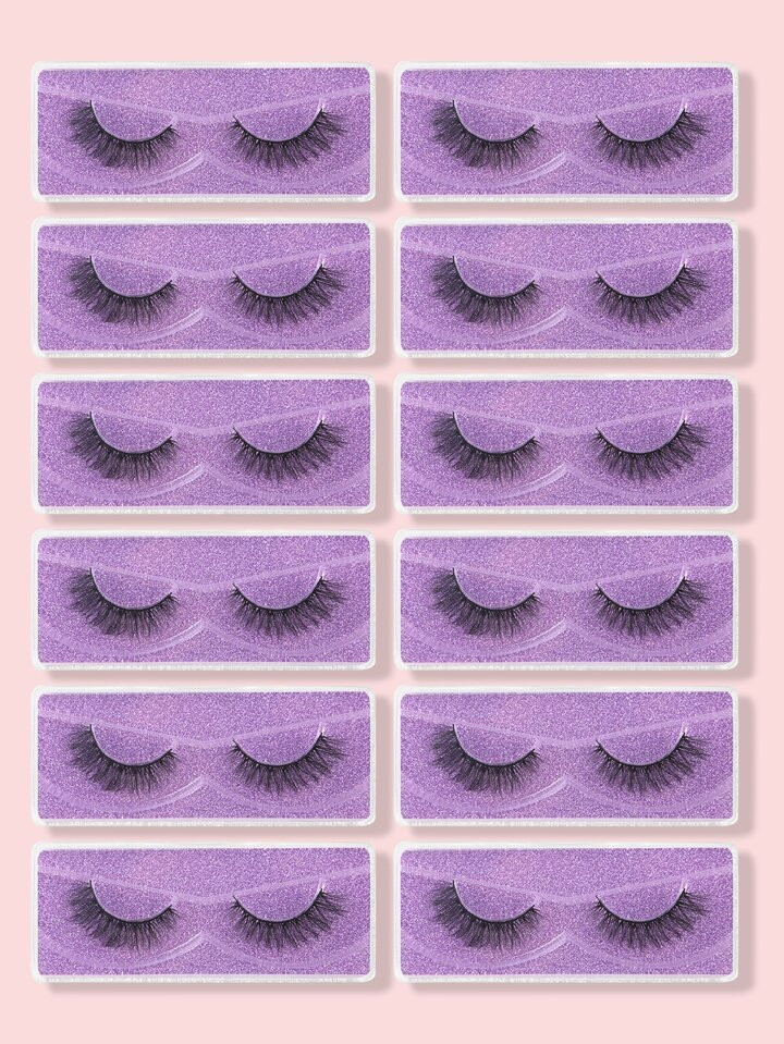 Cat Eye False Eyelashes, 12 pair 14mm natural cross short eyelashes | SHEIN
