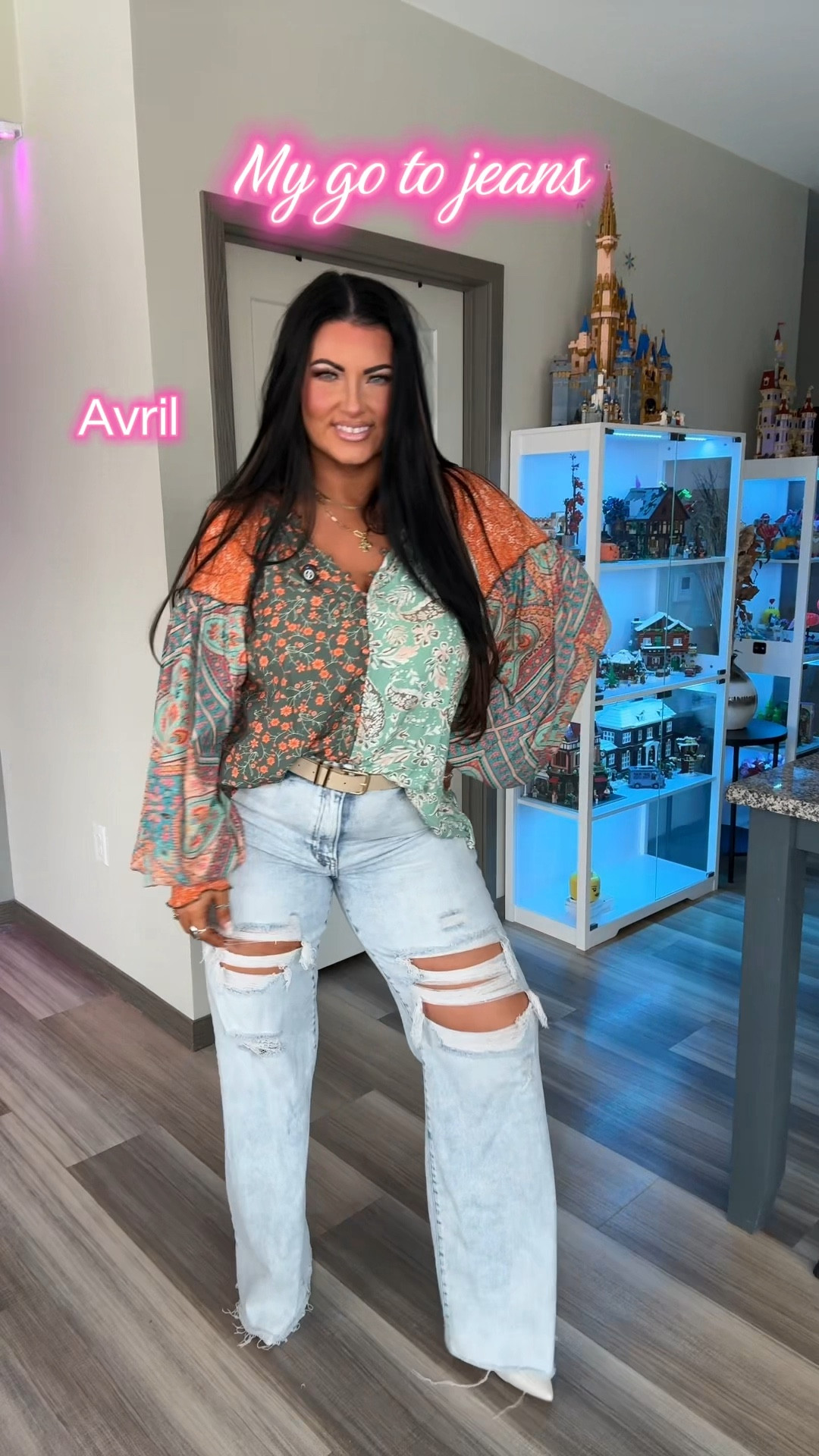 For all the jeans I recommend to size down one. Example I’m a 14 wearing a 13. I’m wearing an XL in all tops. They all run oversized. 

#LTKU #LTKOver40 #LTKMidsize