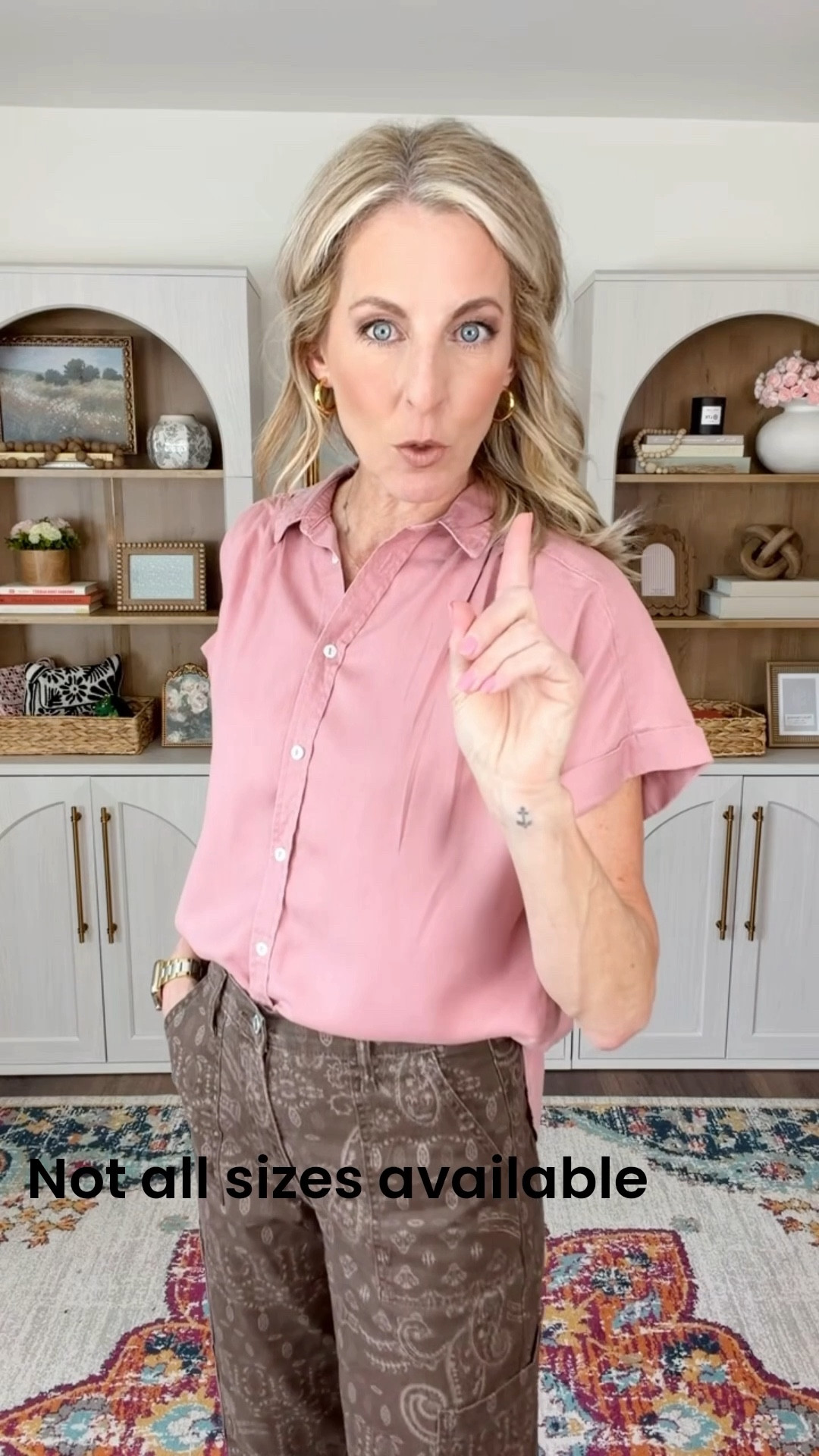 Walmart viral less than $17 bandanna printed pants size extra small in this cute camp shirt also Walmart less than $20 size extra small