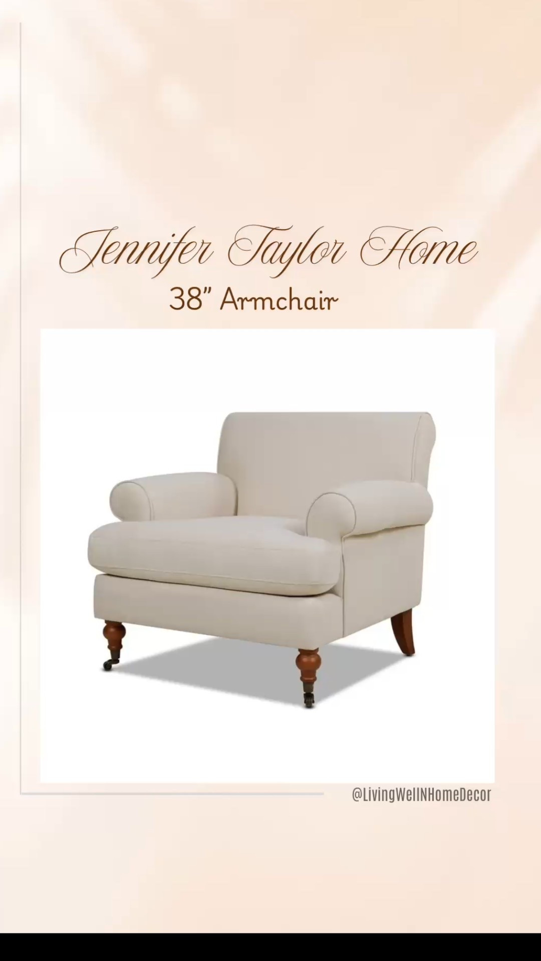 Jennifer Taylor Home Alana 38" Lawson Large Living Room Accent Arm Chair with Metal Casters
Only a few color options still in stock. Found it on Walmart! 

#LTKmomlife #LTKHome #LTKSaleAlert
