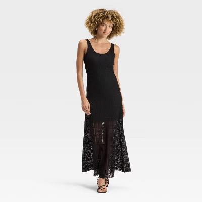 Women's Textured Knit Maxi Dress - A New Day™ Black XL | Target
