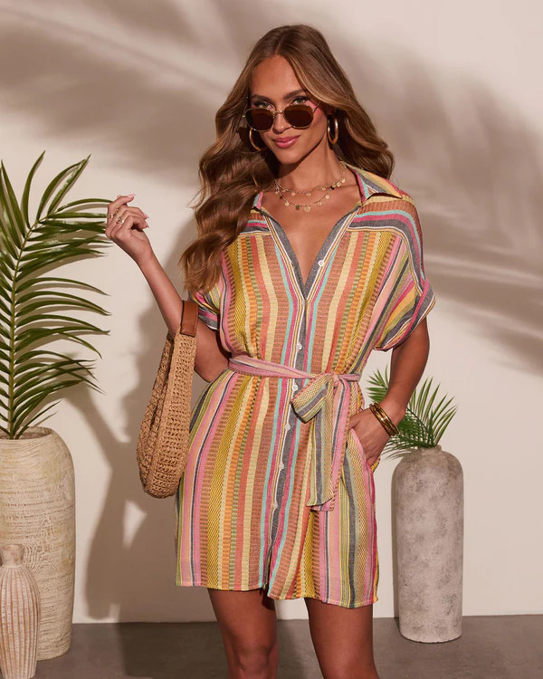 Sunshade Waist Tie Mini Shirt Dress | VICI