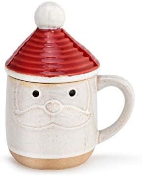 Demdaco Friendly White Santa with Red Lid 12 ounce Stoneware Coffee Cup Mug | Amazon (US)