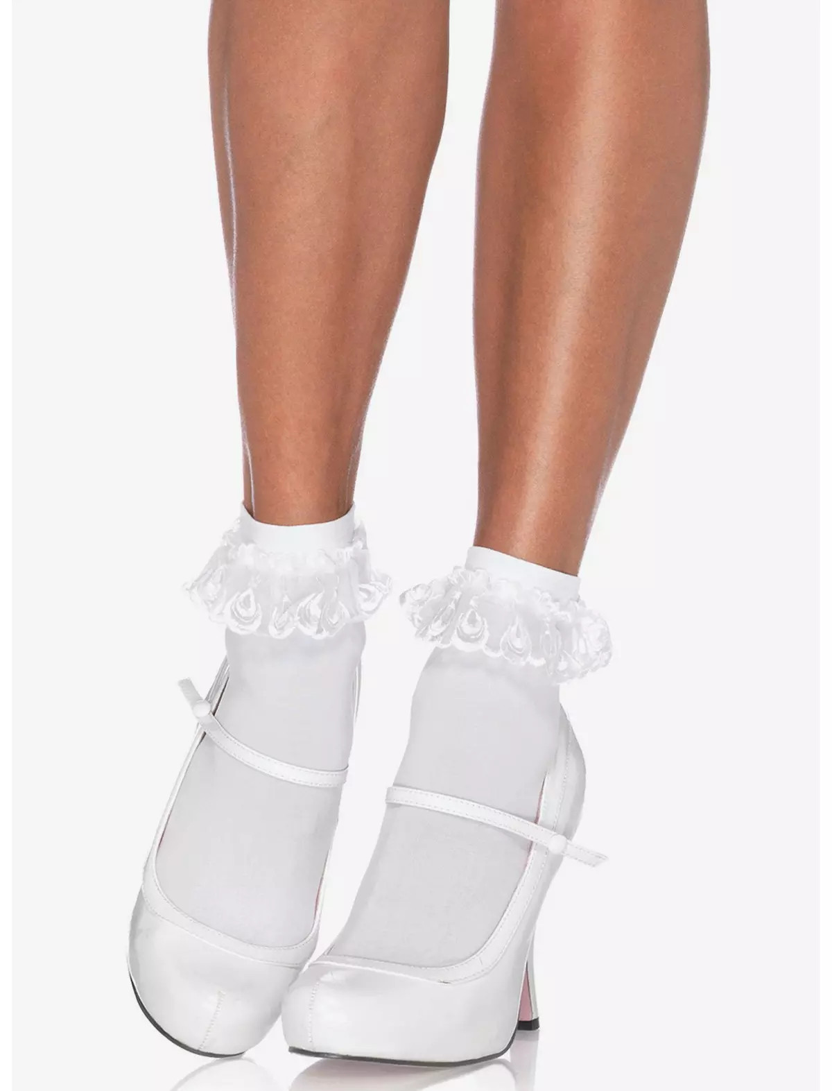 Ankle Socks with Lace Ruffle White | Hot Topic