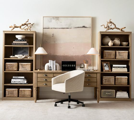 Baldwin Upholstered Swivel Desk Chair | Pottery Barn (US)