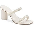 Womens Chunky Heeled Sandals Pearl Strappy Open Square Toe Slip-on Block Heels Backless Mules Sho... | Amazon (US)