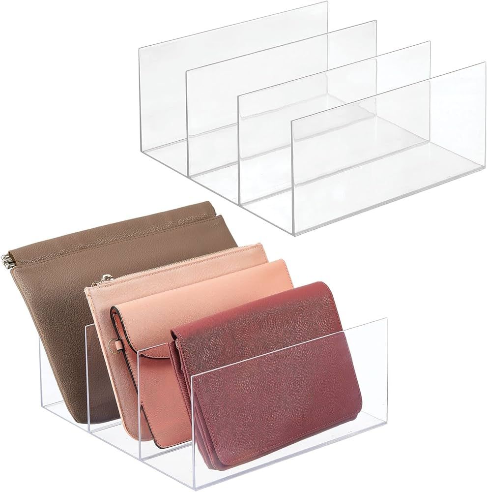 mDesign Plastic Purse/Handbag Organizer - Closet Divided Storage for Bags, Clutches, Wallets, Wri... | Amazon (US)