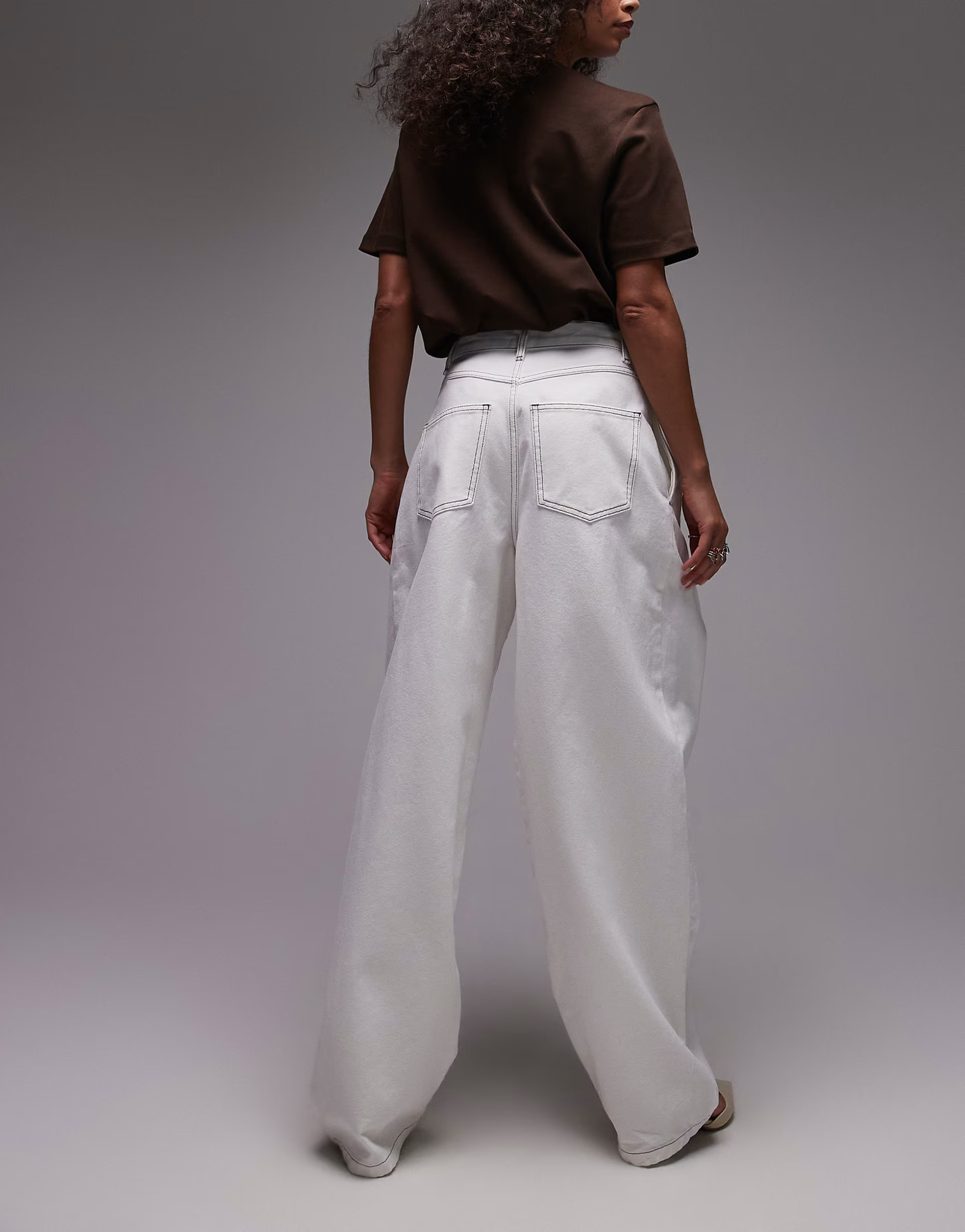 ASOS DESIGN denim wrap detail wide leg jean in ecru | ASOS (Global)