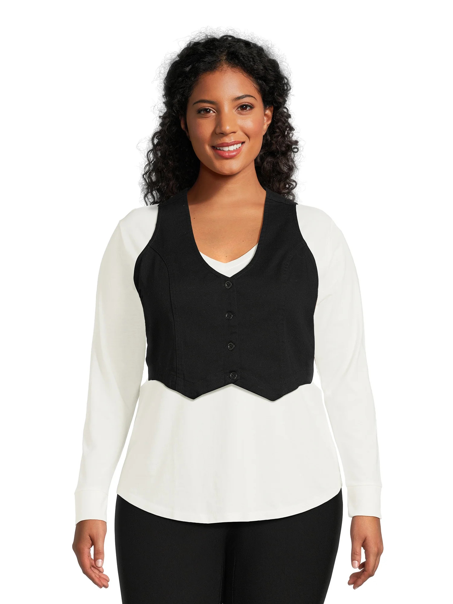 Madden NYC Juniors Plus Size Fashion Denim Vest | Walmart (US)