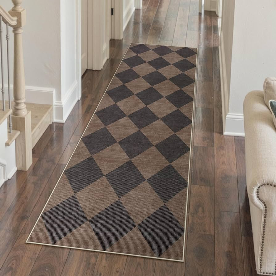Beeiva Checkered Print Hallway Runner Rug 2x6, Moroccan Kitchen Runner Rugs Non Skid Washable 6ft... | Amazon (US)