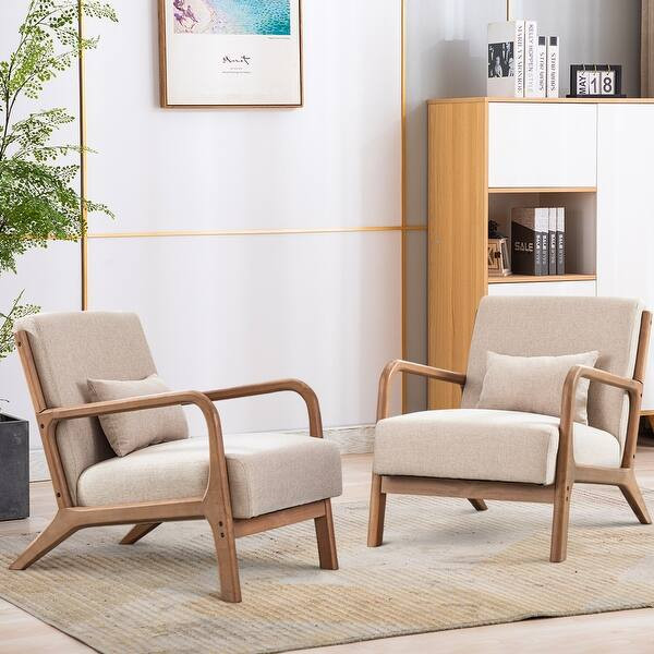 Aston Modern Solid wood Accent Chair - Including Two Beige Chair | Bed Bath & Beyond