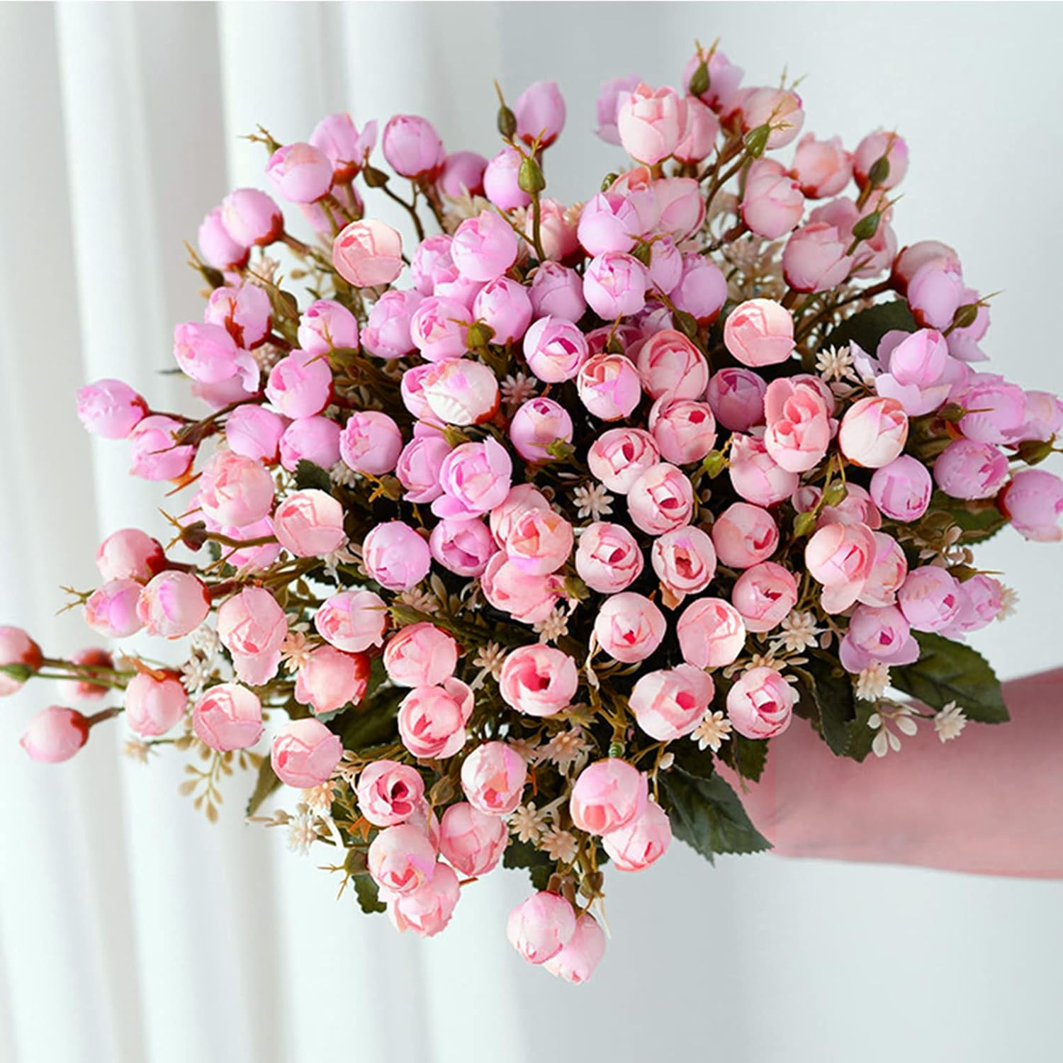 RIFNY Rose Artificial Flower, 3 Bunch 45 Heads Pink Mini Silk Fake Flowers Roses Bouquet Long 12.... | Amazon (US)