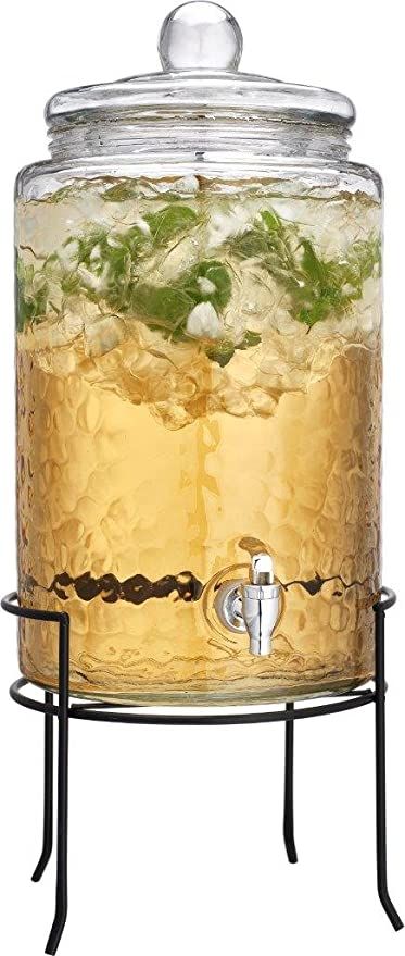 HC Classic Hammered Glass Ice Cold Beverage Drink Dispenser - 3 Gallon, With Glass Lid and Antiqu... | Amazon (US)