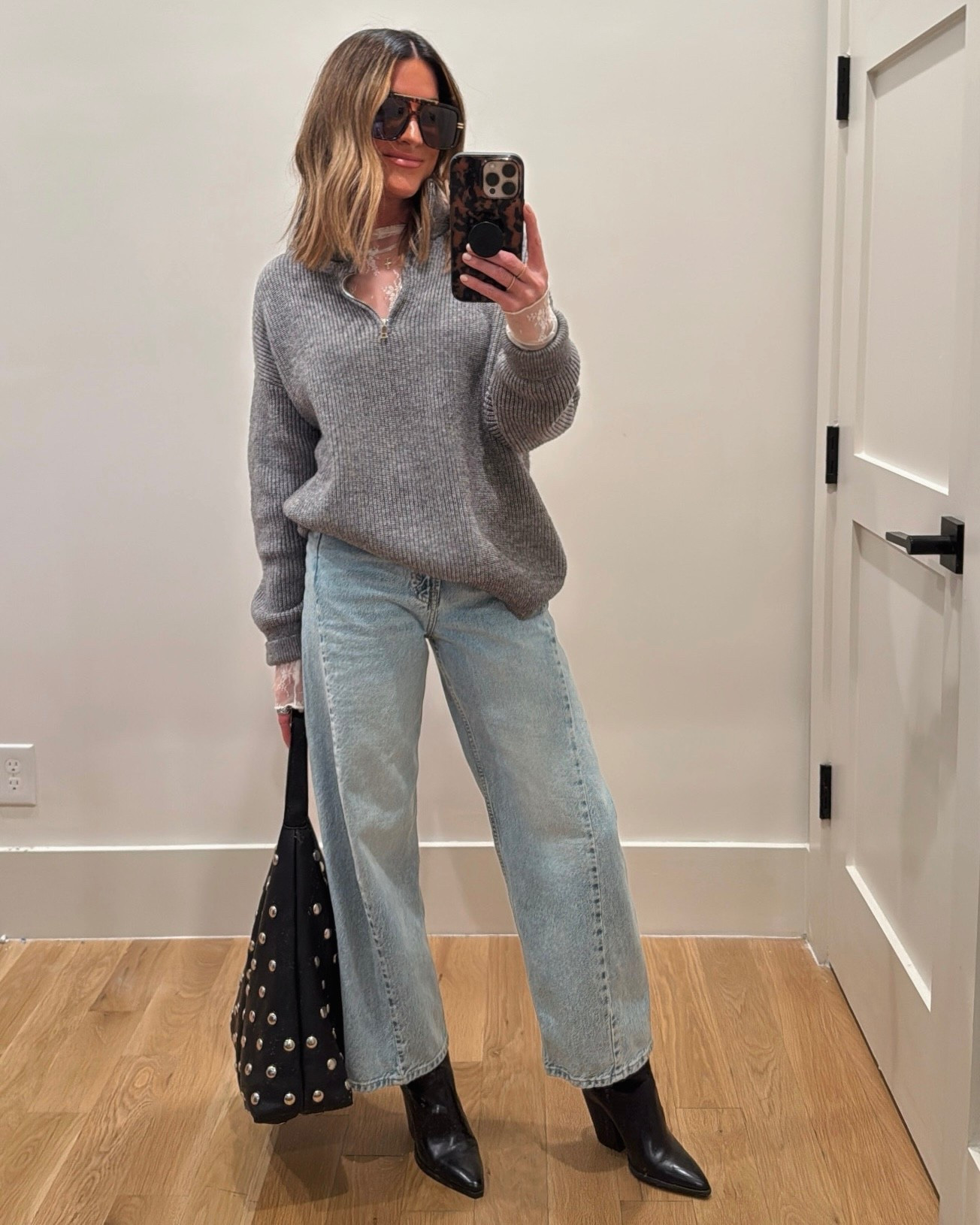 An easy way to spice up your sweaters— layer a lace top underneath! Wearing a small in the sweater, and jeans are true to size. 

#LTKdayinmylife #LTKgrwm #LTKootd