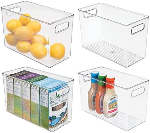 Amazon.com: mDesign Plastic Slim Organizing Bin for Kitchen Pantry Cabinet, Fridge or Freezer, Fo... | Amazon (US)